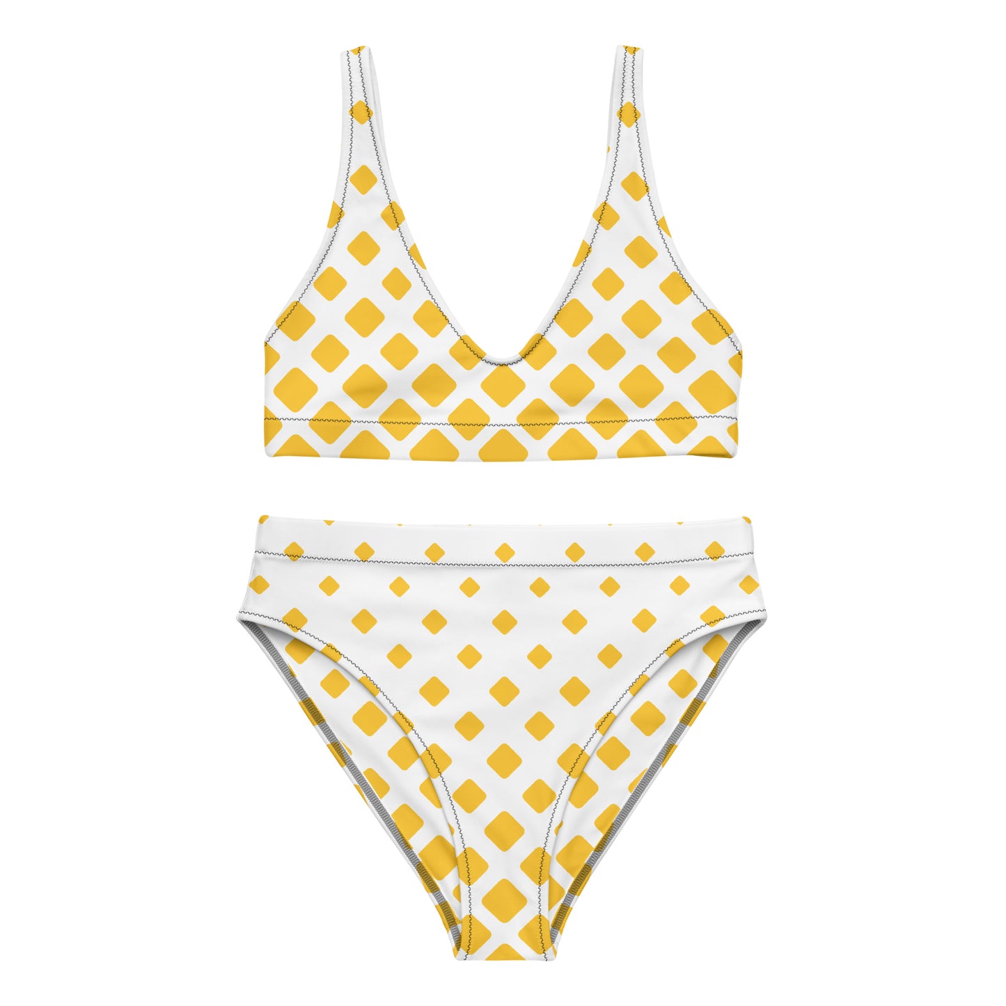 Diamond spotted high-waisted bikini